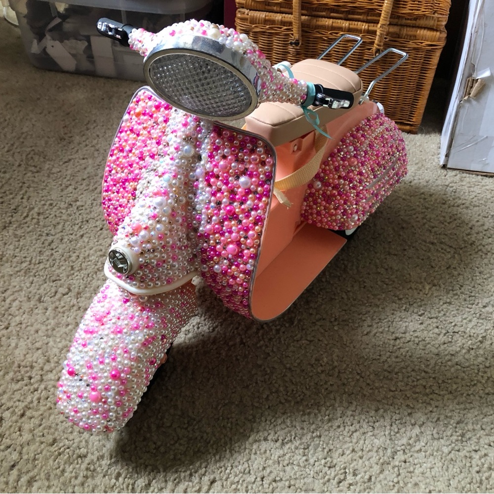 Bedazzled Pink (American Girl or Our Generation Doll) Scooter & Helmet - Picture 3 of 9
